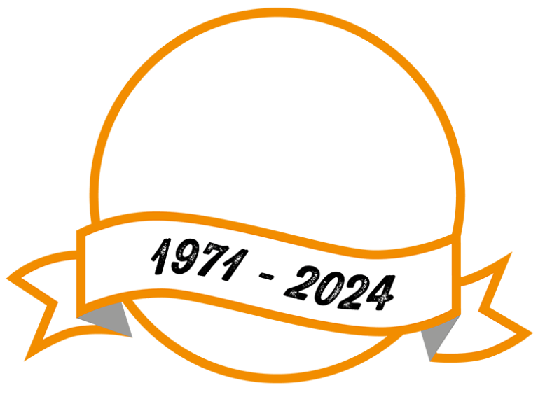 Jubileumslogotyp med texten ”53 år!” och årtalen ”1971 - 2024”.