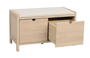 Hillmond bänk 2L 80 vitpigmenterad ek/beige tyg, en produkt av hög kvalitet till bra pris från Ulfåsa möbler