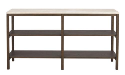 Orwel avlastningsbord 140xH75 beige travertin/brun ek, en produkt av hög kvalitet till bra pris från Ulfåsa möbler