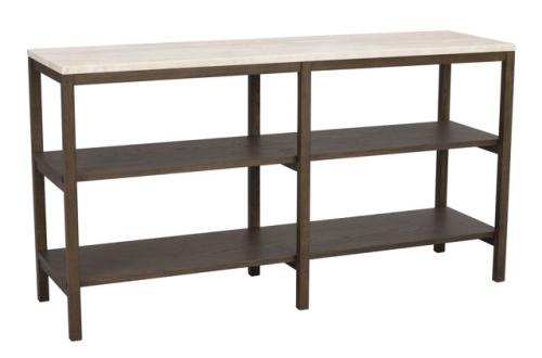 Orwel avlastningsbord 140xH75 beige travertin/brun ek, en produkt av hög kvalitet till bra pris från Ulfåsa möbler