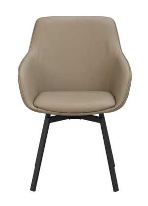 Alison karmstol beige läder/svarta metallben snurr, en produkt av hög kvalitet till bra pris från Ulfåsa möbler