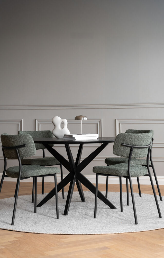 Herbster stol grönt tyg/svarta metallben, en produkt av hög kvalitet till bra pris från Ulfåsa möbler