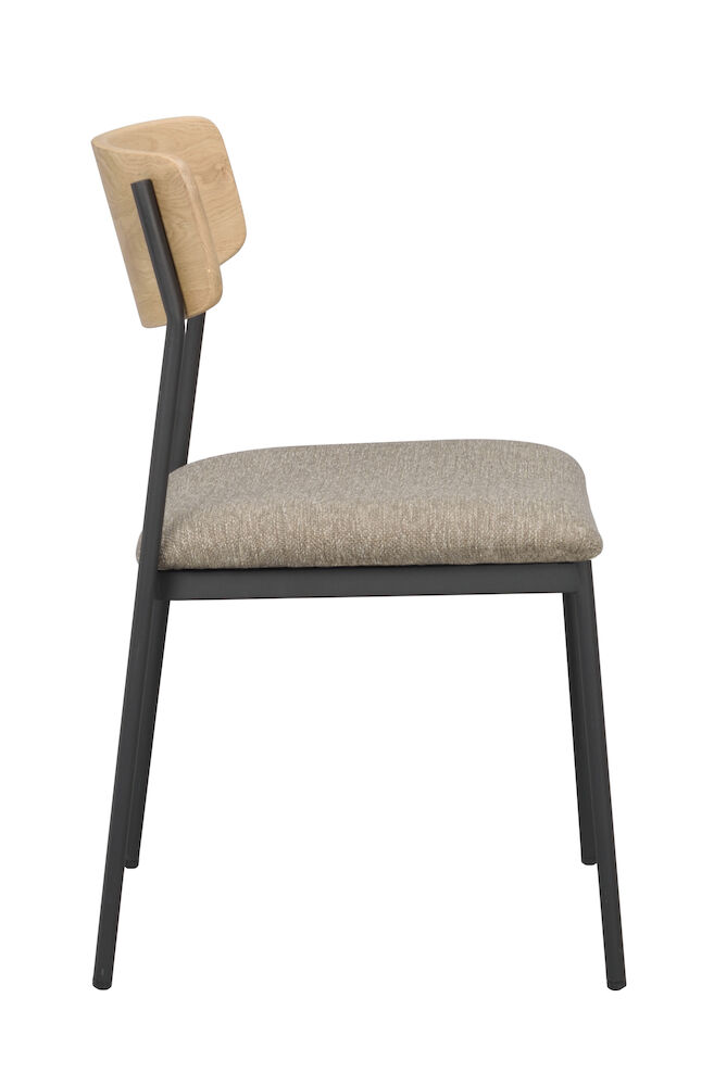 Maymont stol ekrygg/mörkbeige tyg/svart metall stapelbar, en produkt av hög kvalitet till bra pris från Ulfåsa möbler