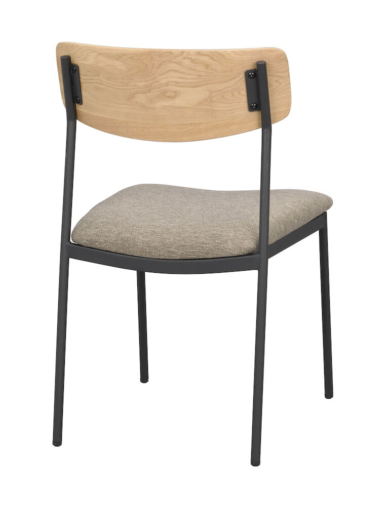 Maymont stol ekrygg/mörkbeige tyg/svart metall stapelbar, en produkt av hög kvalitet till bra pris från Ulfåsa möbler