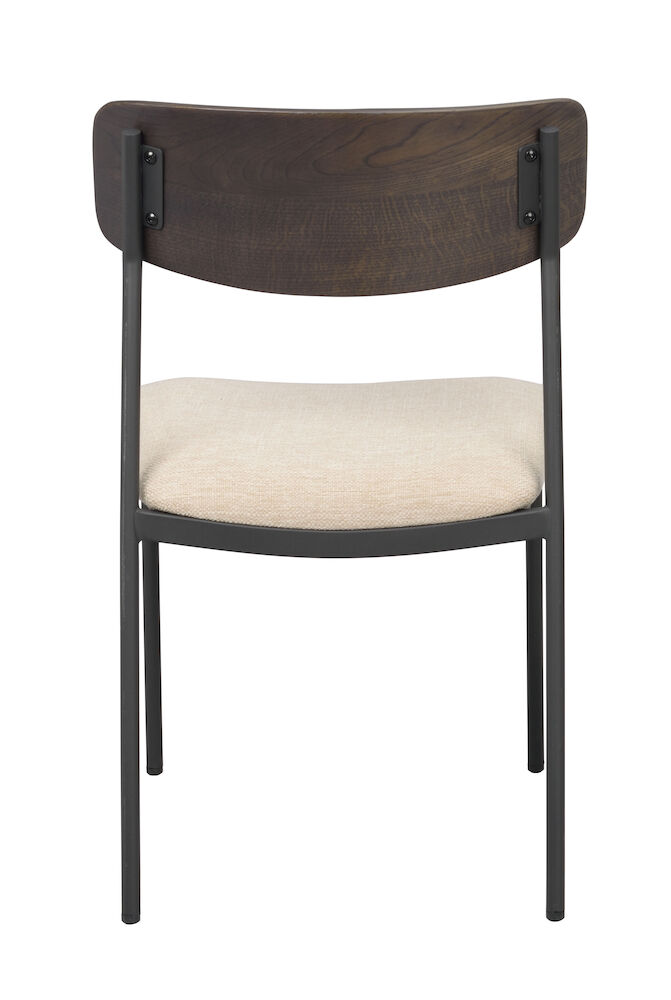 Maymont stol brun ekrygg/ljusbeige tyg/svart metall stapelbar, en produkt av hög kvalitet till bra pris från Ulfåsa möbler