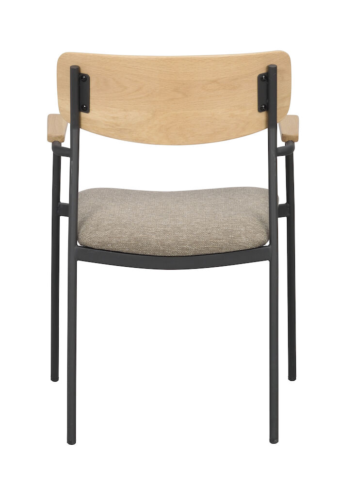 Maymont karmstol ekrygg/mörkbeige tyg/svart metall stapelbar, en produkt av hög kvalitet till bra pris från Ulfåsa möbler
