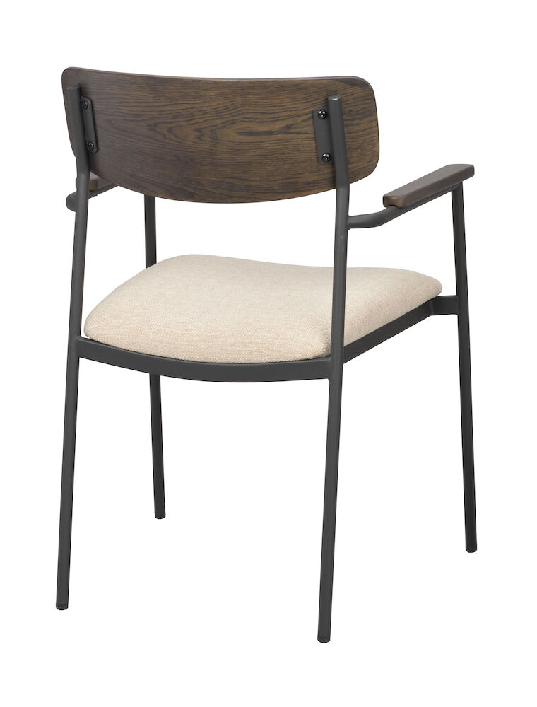 Maymont karmstol brun ekrygg/ljusbeige tyg/svart metall stapelbar, en produkt av hög kvalitet till bra pris från Ulfåsa möbler