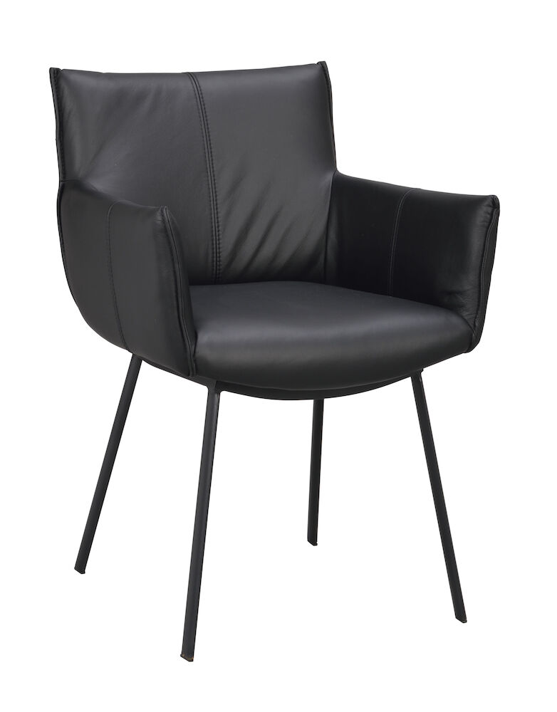 Hinckley karmstol svart läder/svart metall, en produkt av hög kvalitet till bra pris från Ulfåsa möbler
