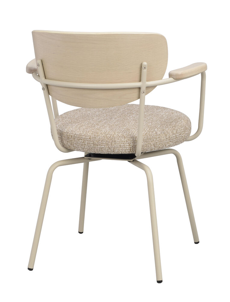 Merrick karmstol mörkbeige tyg/vitpigment ek/beige metall snurr, en produkt av hög kvalitet till bra pris från Ulfåsa möbler