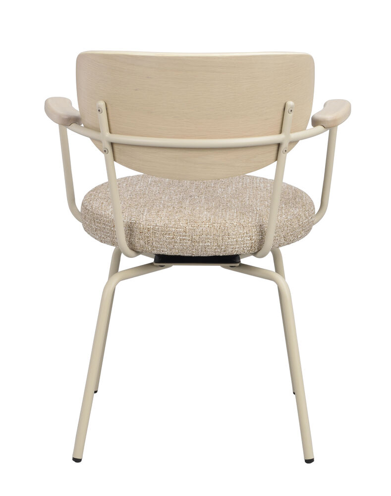 Merrick karmstol mörkbeige tyg/vitpigment ek/beige metall snurr, en produkt av hög kvalitet till bra pris från Ulfåsa möbler