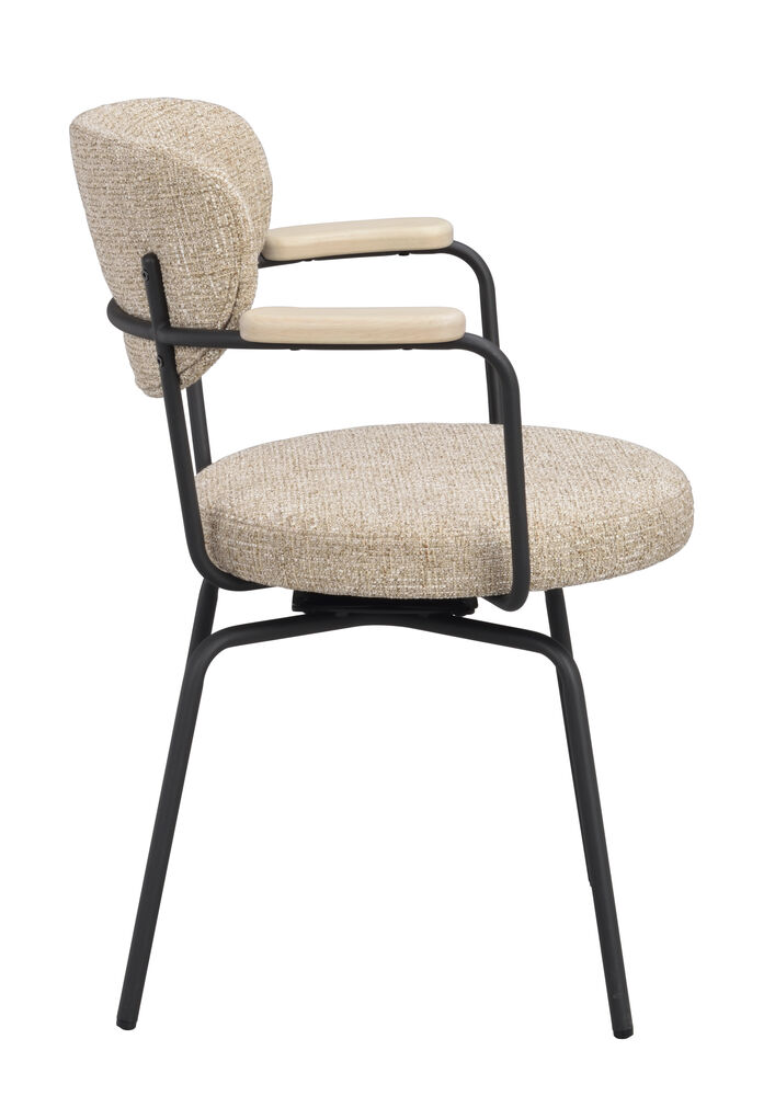 Merrick karmstol mörkbeige tyg/svart metall snurr, en produkt av hög kvalitet till bra pris från Ulfåsa möbler