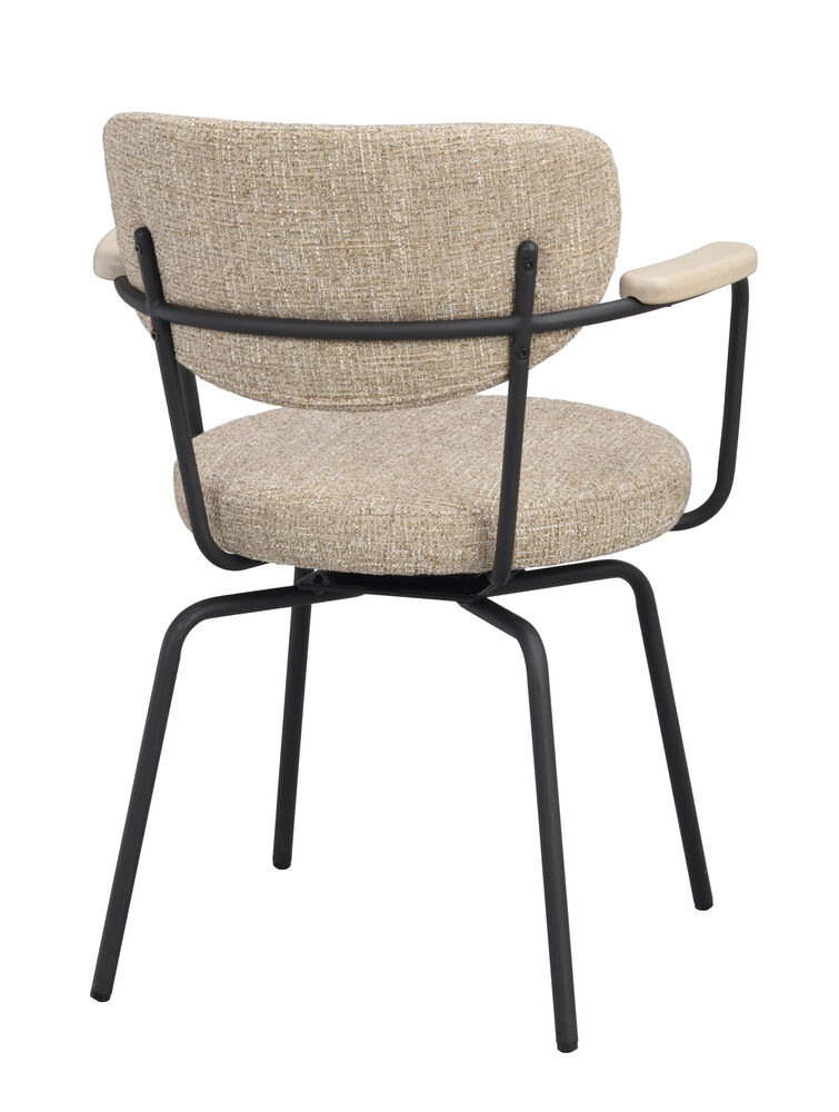 Merrick karmstol mörkbeige tyg/svart metall snurr, en produkt av hög kvalitet till bra pris från Ulfåsa möbler