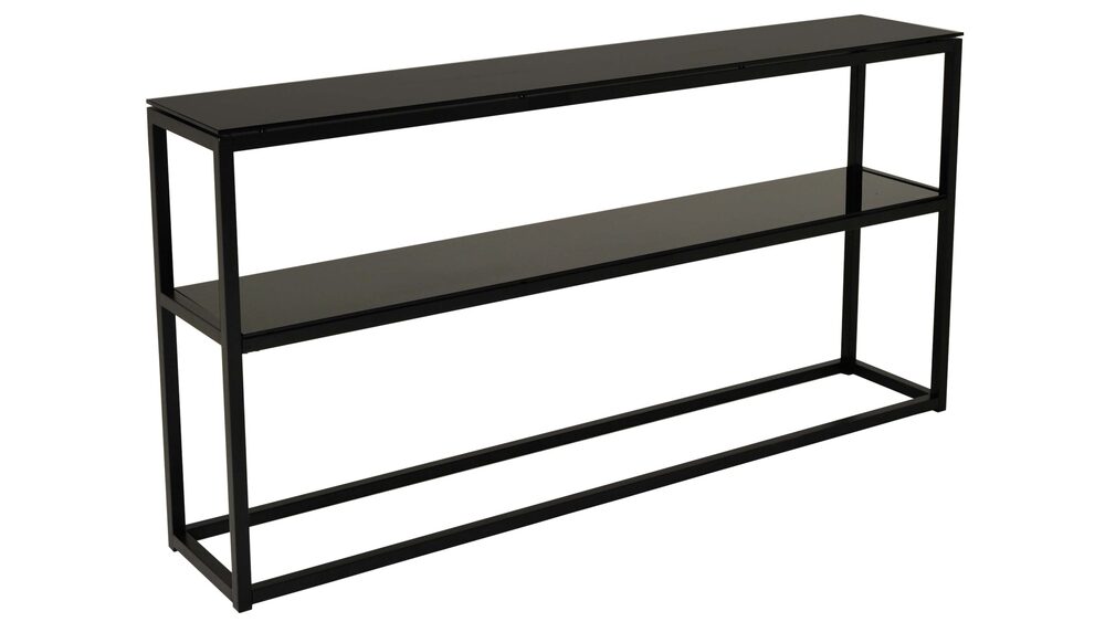 Konsollbord, svart glas / svart ram