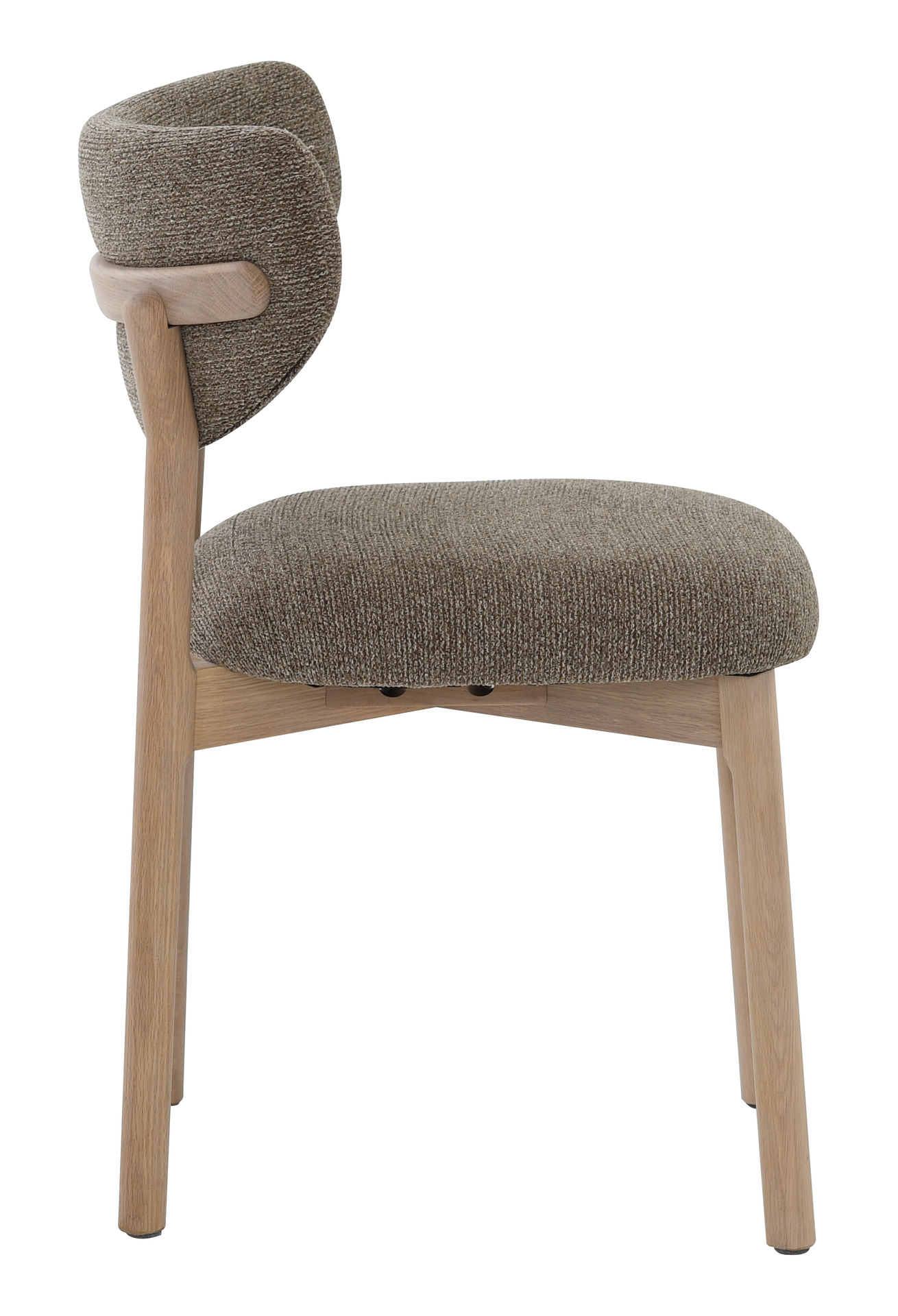 CONTENTO Matstol, tyg taupe, vitpigm. ek, en produkt av hög kvalitet till bra pris från Ulfåsa möbler