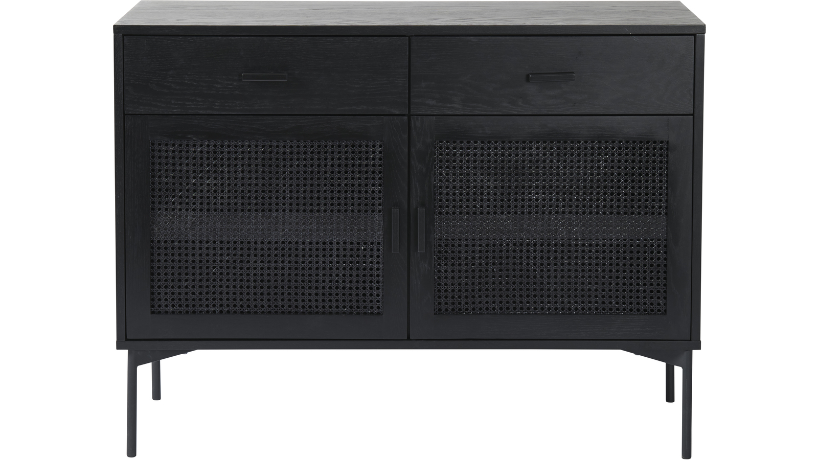 Sideboard, 2 dörrar / 2 lådor, ek, svart