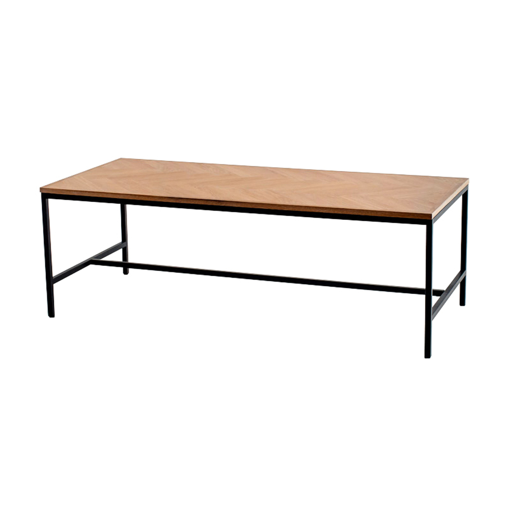 Soffbord 135x60 cm oljad ek/svart metallunderrede