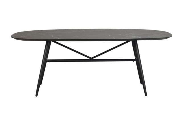 Matbord 200 svart keramik/svart met