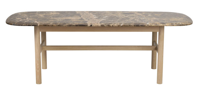 Soffbord 135x62 brun marmor/vitpigment ek