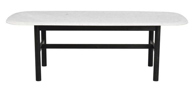 Soffbord 135x62 vit marmor/svart ek