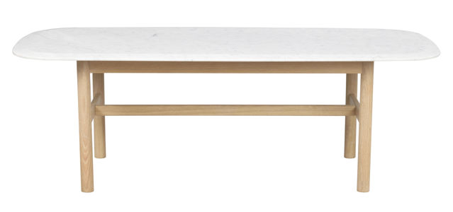 Soffbord 135x62 vit marmor/vitpigment ek