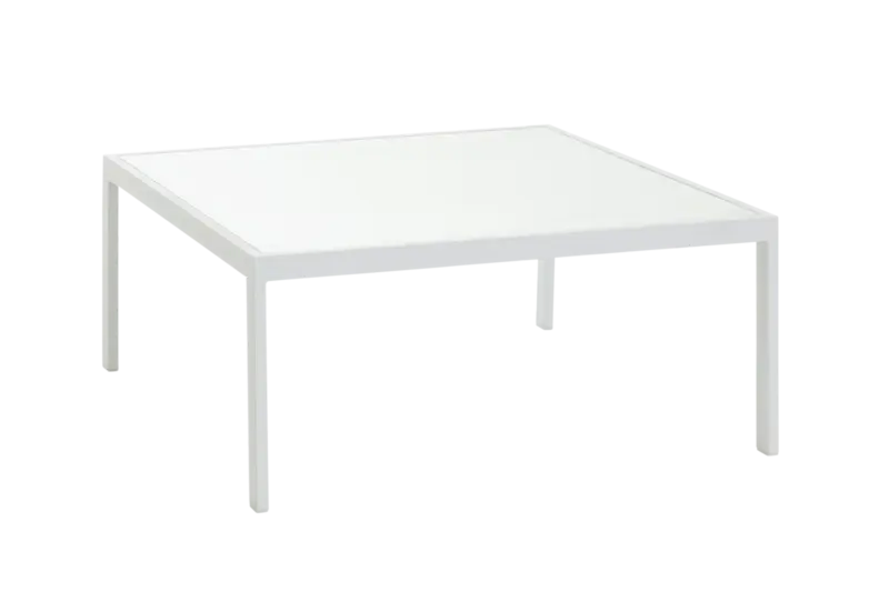 Soffbord matt vit / glasskiva 90 x 90 cm