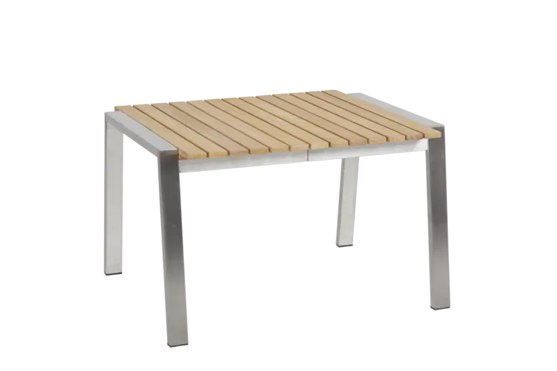 Sidobord 60x60 H40 cm, teak / stainless steel